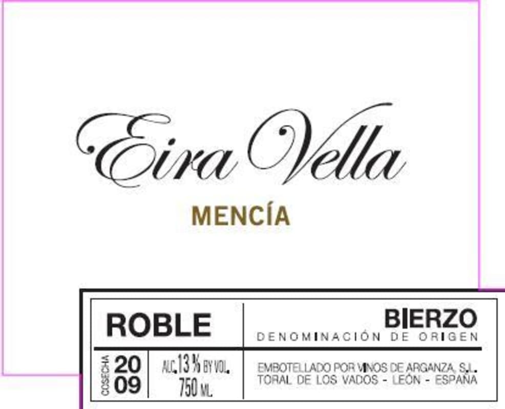 Vinos de Arganza Eira Vella Roble 2009 Front Label