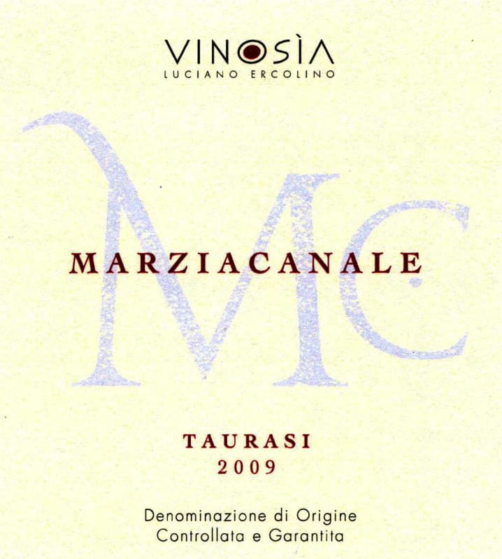 Vinosia Marziacanale 2009 Front Label