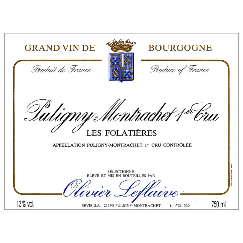 Olivier Leflaive Puligny-Montrachet Les Folatieres Premier Cru 2011 Front Label