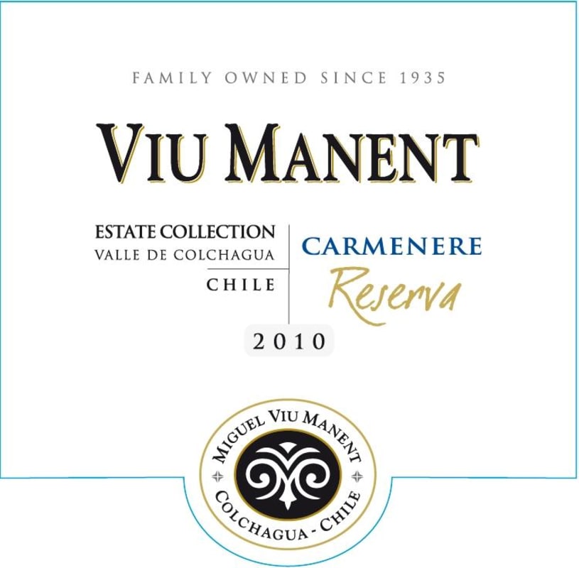 Viu Manent Reserva Carmenere 2010 Front Label