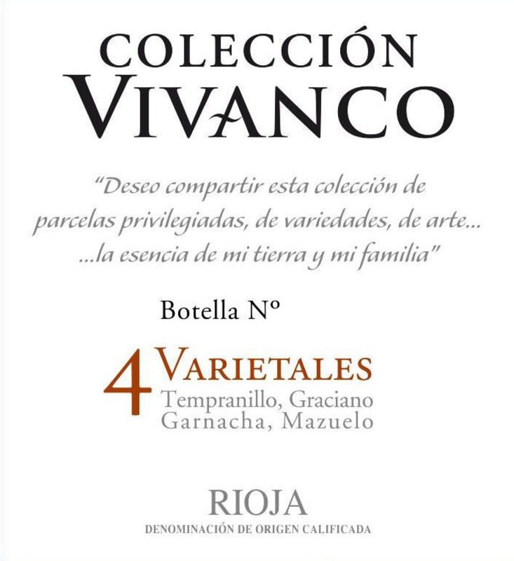 Vivanco Coleccion Vivanco 4 Varietales 2010 Front Label