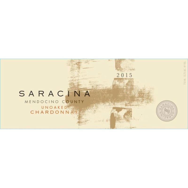 Saracina Vineyards Unoaked Chardonnay 2015 Front Label
