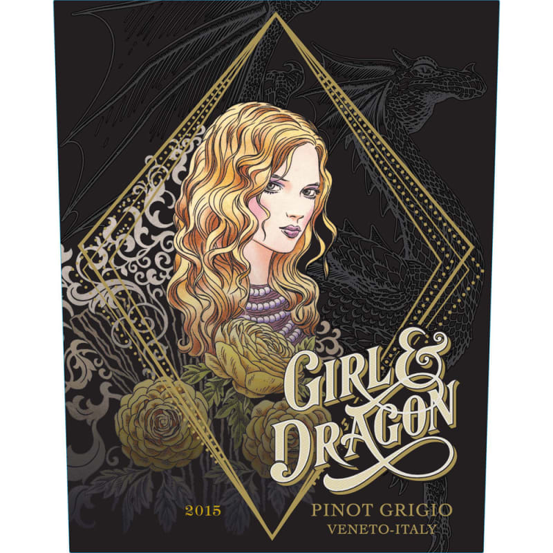 Girl & Dragon Pinot Grigio 2015 Front Label