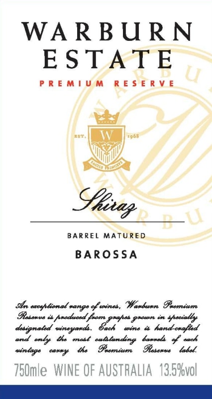 Warburn Premium Reserve Shiraz 2014 Front Label