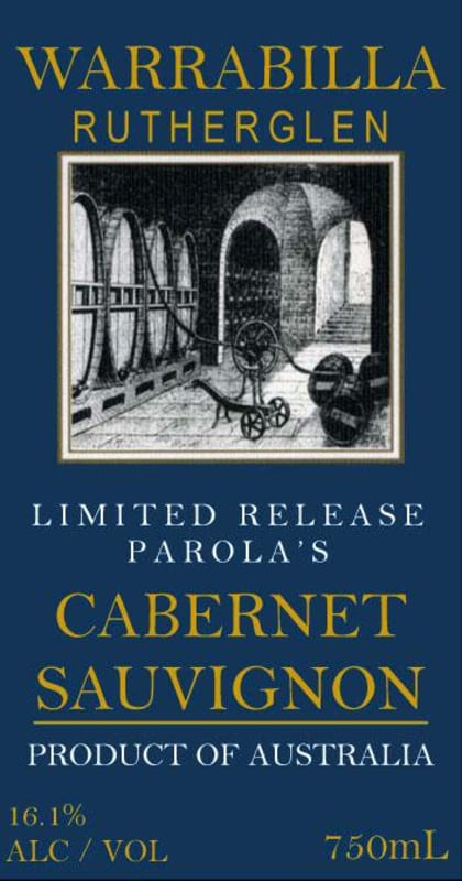 Warrabilla Parola's Limited Release Cabernet Sauvignon 2013 Front Label