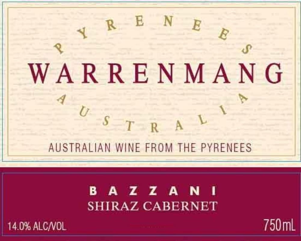 Warrenmang Bazzani Shiraz Cabernet 2007 Front Label