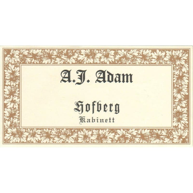A.J. Adam Dhron Hofberg Riesling Kabinett 2015 Front Label
