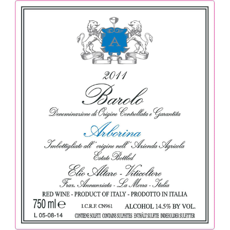Elio Altare Barolo Arborina (1.5 Liter Magnum) 2011 Front Label