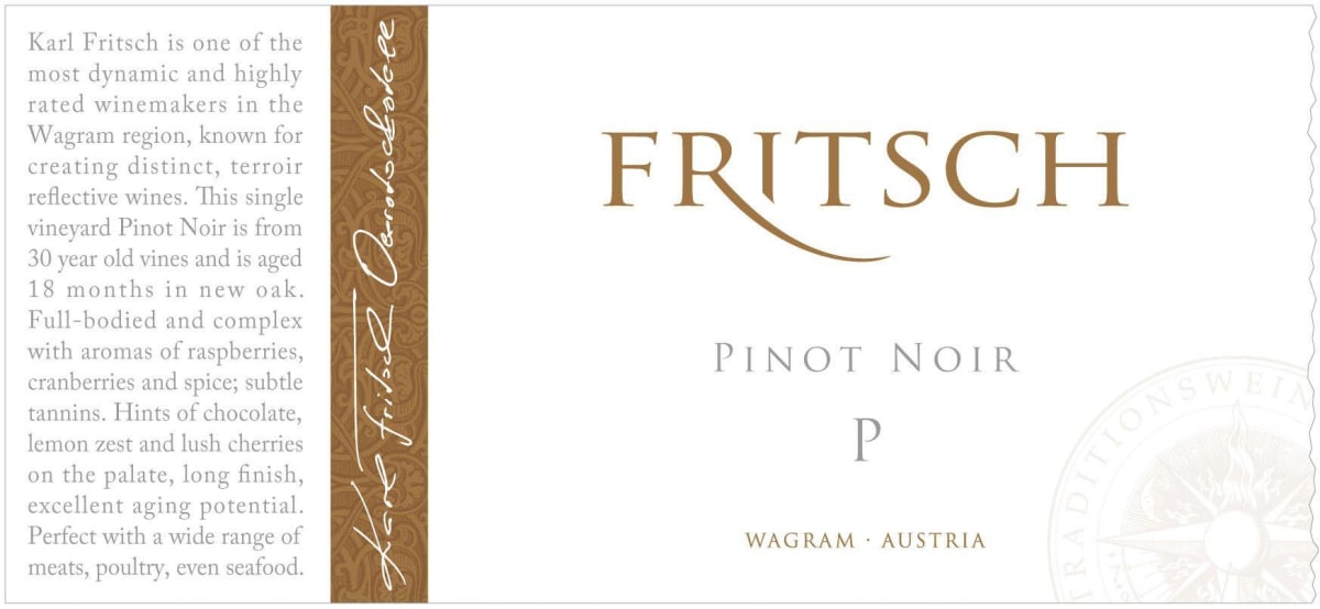 Fritsch P Pinot Noir 2013 Front Label
