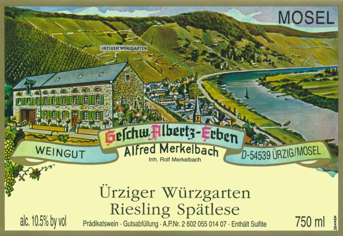 Merkelbach Urziger Wurzgarten Riesling Spatlese 2015 Front Label