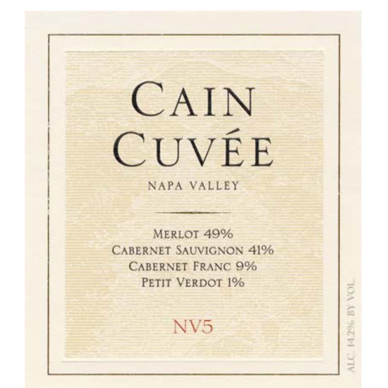 Cain Cuvee NV 5 (Partially Detached Label) Front Label