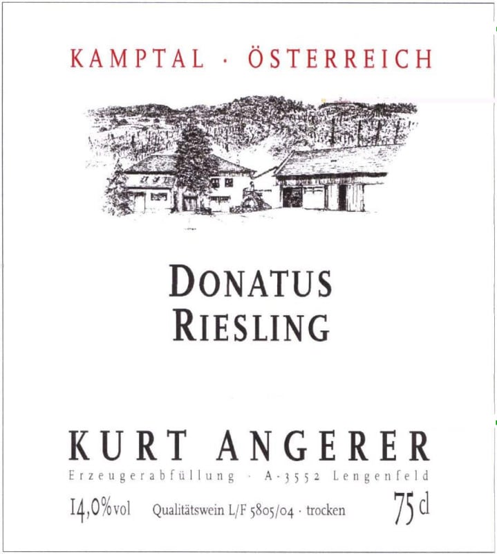 Kurt Angerer Donatus Riesling 2014 Front Label
