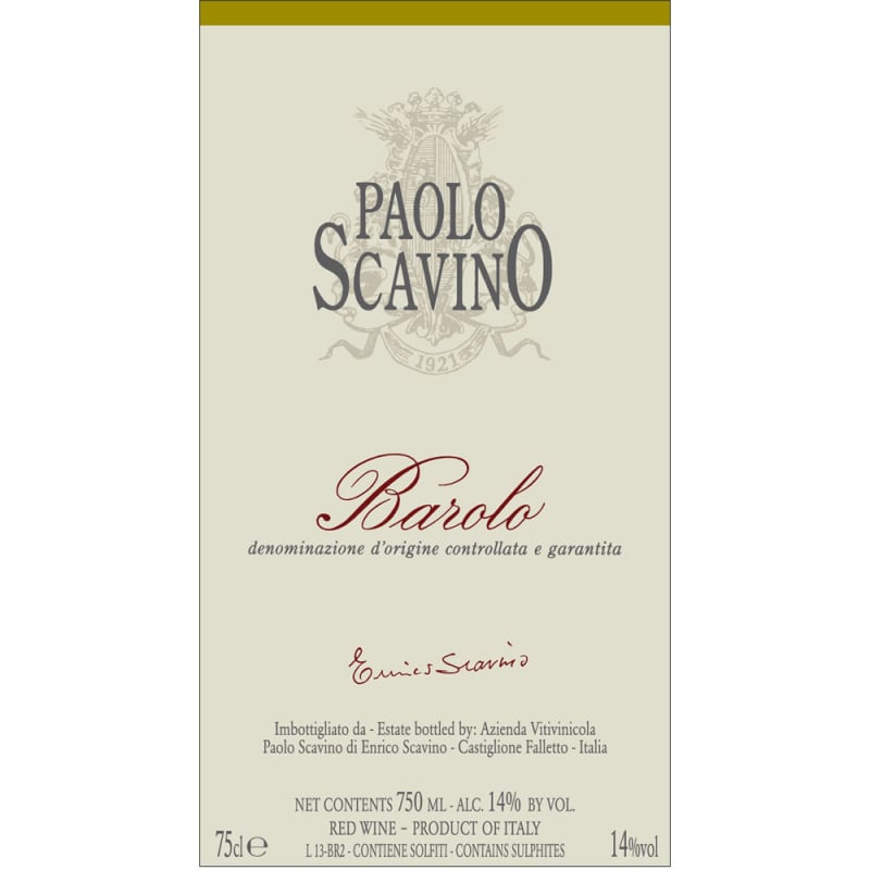Paolo Scavino Barolo (scuffed labels) 2008 Front Label