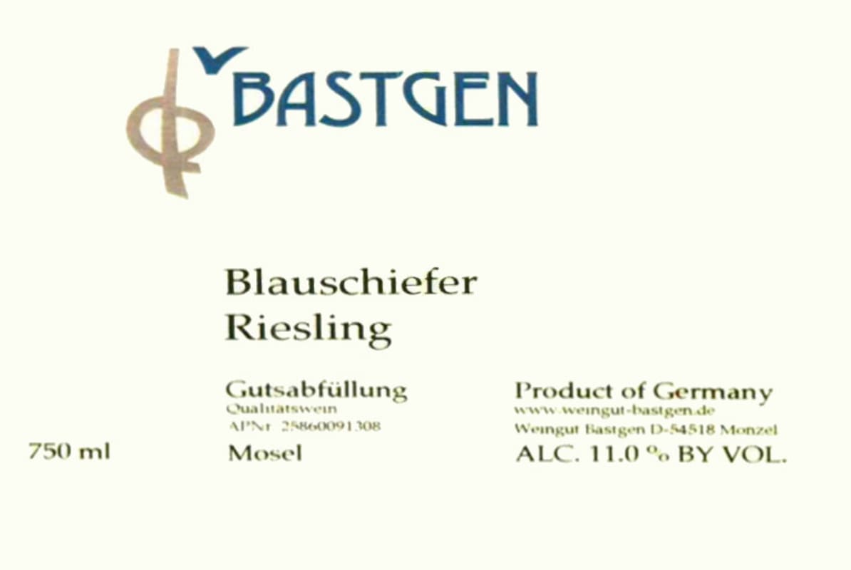 Bastgen Blauschiefer Riesling 2013 Front Label
