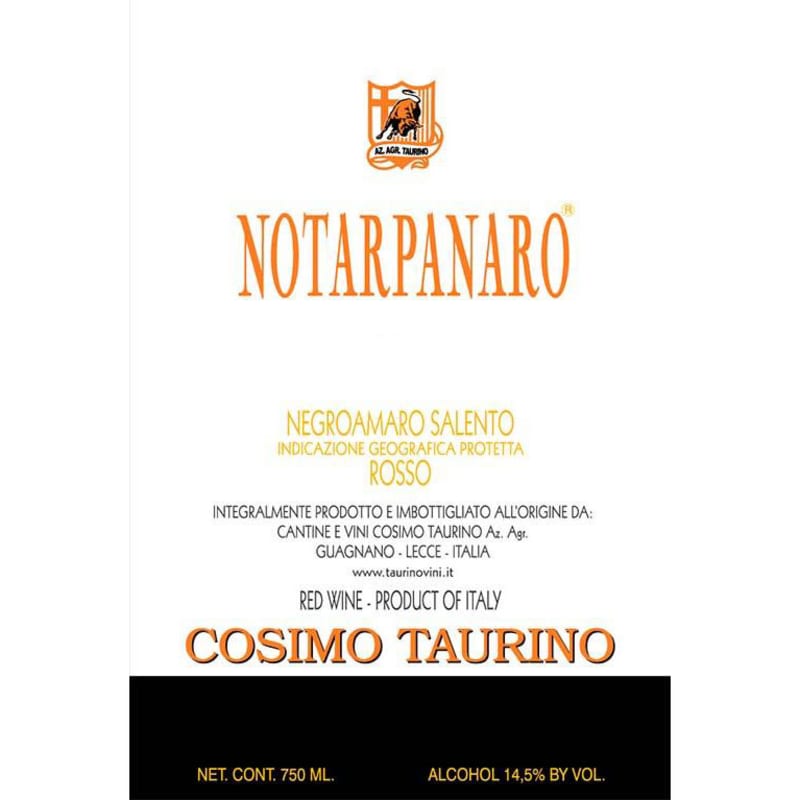 Taurino Notarpanaro 2010 Front Label