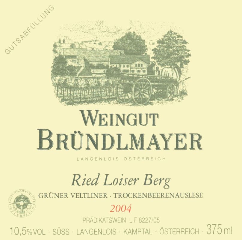 Brundlmayer Loiser Berg Trockenbeerenauslese Gruner Veltliner 2004 Front Label