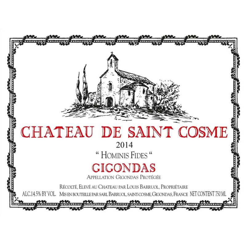 Chateau de Saint Cosme Gigondas Hominis Fides 2014 Front Label