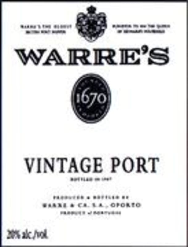 Warre's Vintage Port 1963 Front Label