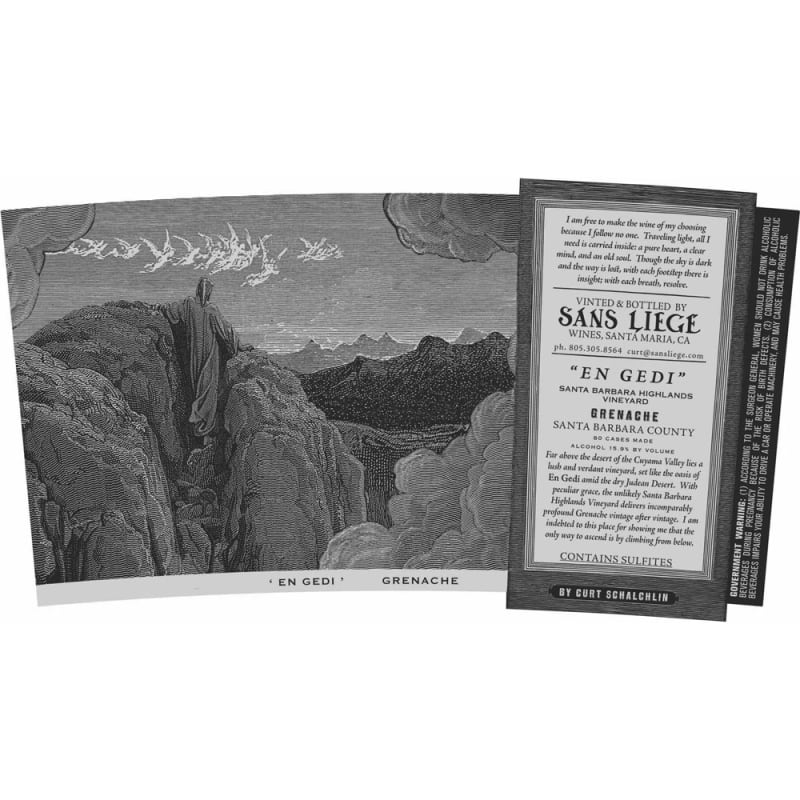 Sans Liege En Gedi Grenache 2013 Front Label