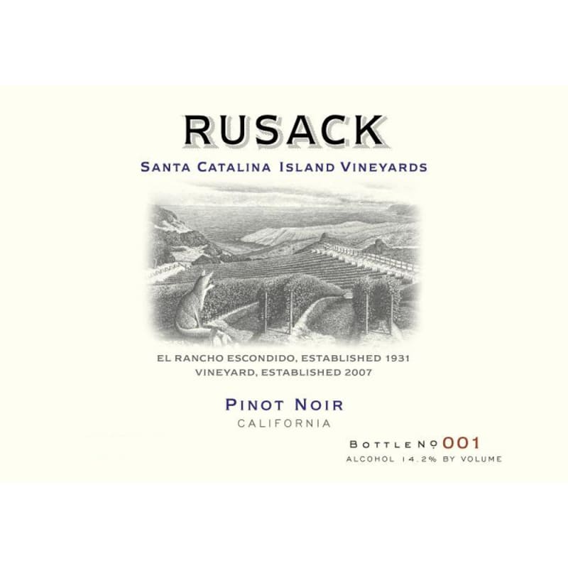 Rusack Catalina Island Pinot Noir 2014 Front Label