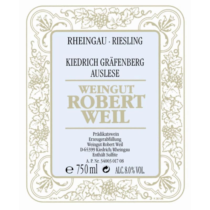 Robert Weil Kiedrich Grafenberg Riesling Auslese (375ML half-bottle) 2015 Front Label