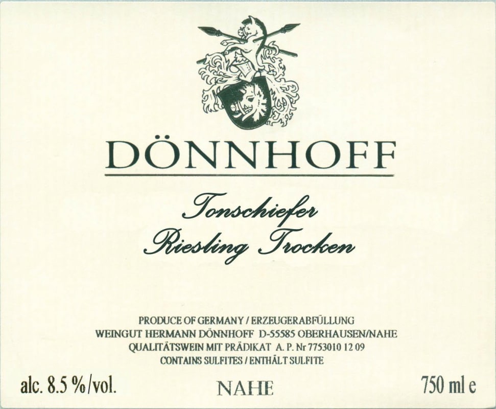 Donnhoff Leistenberg Riesling Trocken Tonschiefer 2013 Front Label