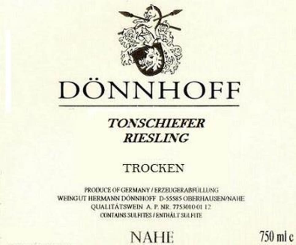 Donnhoff Leistenberg Riesling Trocken Tonschiefer 2015 Front Label