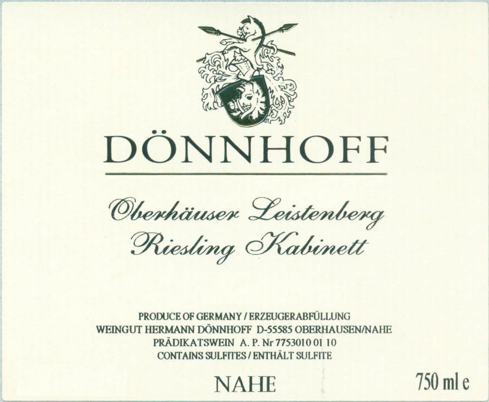 Donnhoff Oberhauser Leistenberg Riesling Kabinett 2014 Front Label
