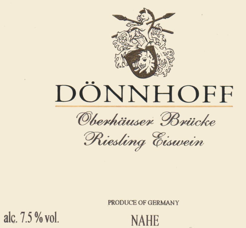 Donnhoff Oberhauser Brucke Riesling Eiswein 2008 Front Label