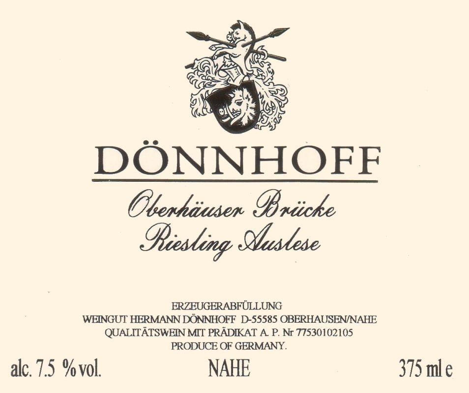 Donnhoff Oberhauser Brucke Riesling Auslese 2011 Front Label