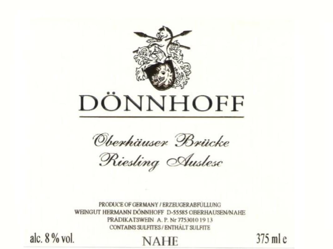 Donnhoff Oberhauser Brucke Riesling Auslese 2013 Front Label