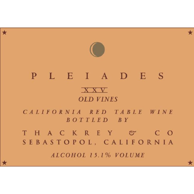 Sean Thackrey Pleiades XXV Old Vines Red Blend Front Label