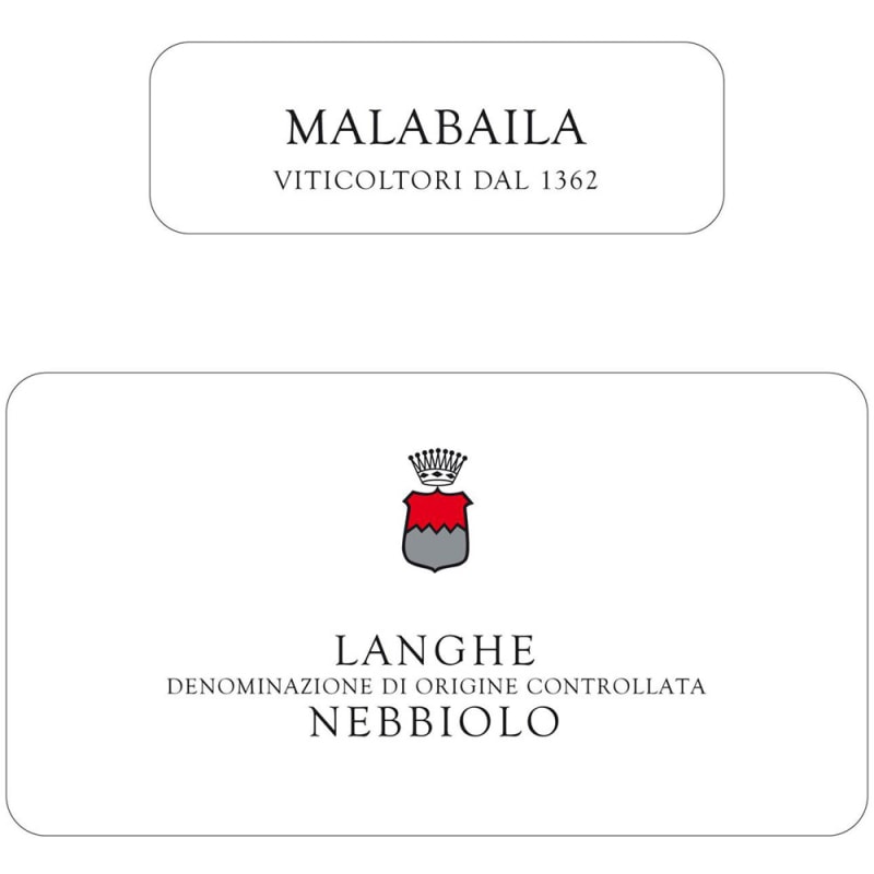 Malabaila Langhe Nebbiolo 2015 Front Label