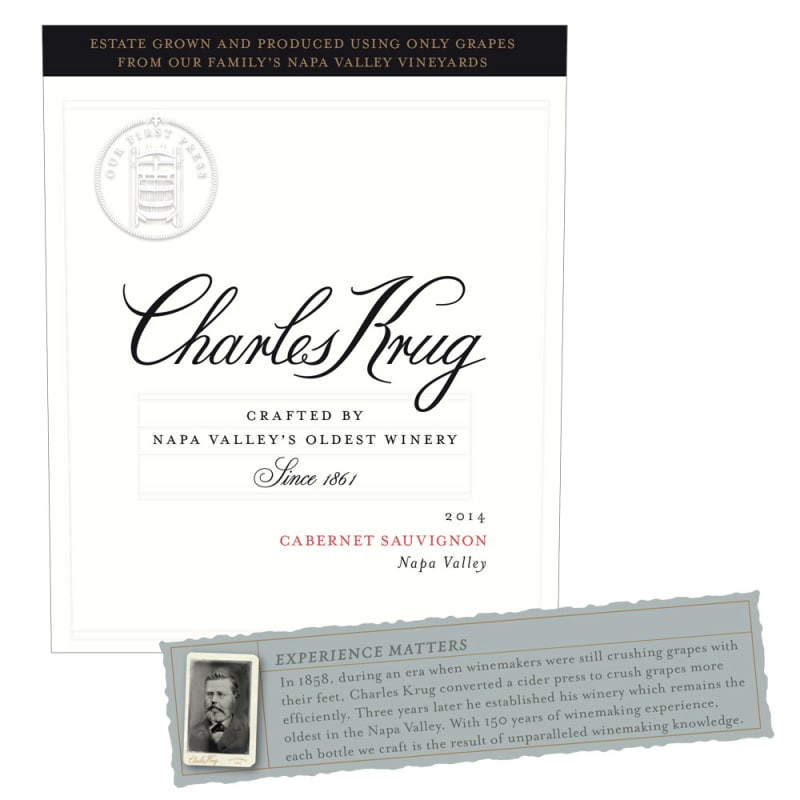 Charles Krug Cabernet Sauvignon 2014 Front Label