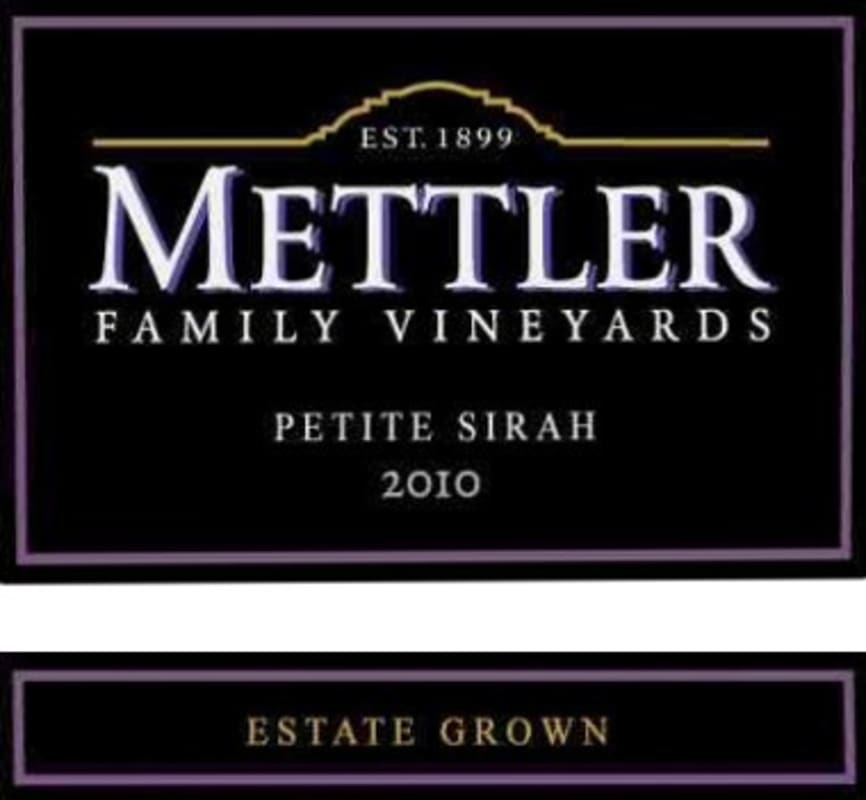 Mettler Family Vineyards Petite Sirah 2010 Front Label