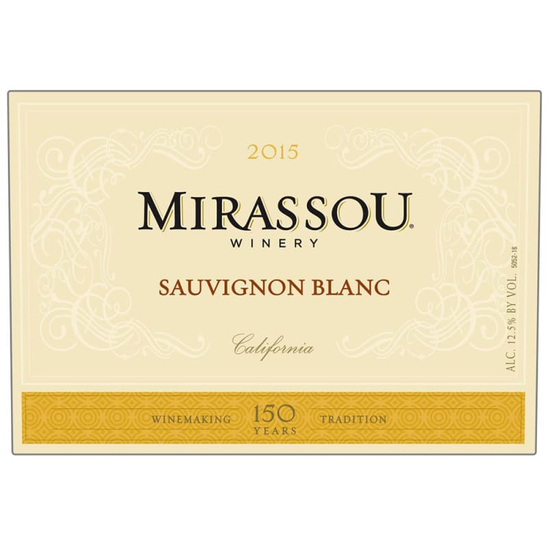 Mirassou Sauvignon Blanc 2015 Front Label
