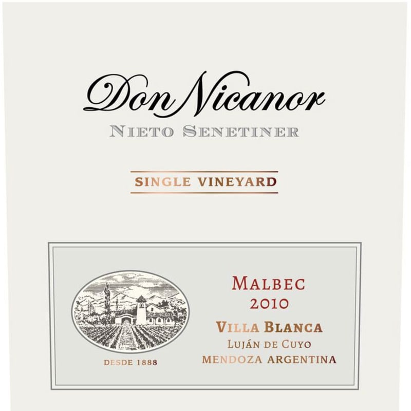 Nieto Senetiner Don Nicanor Single Vineyard Malbec 2010 Front Label