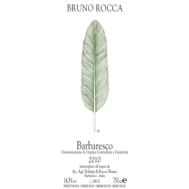 Bruno Rocca Barbaresco 2010 Front Label