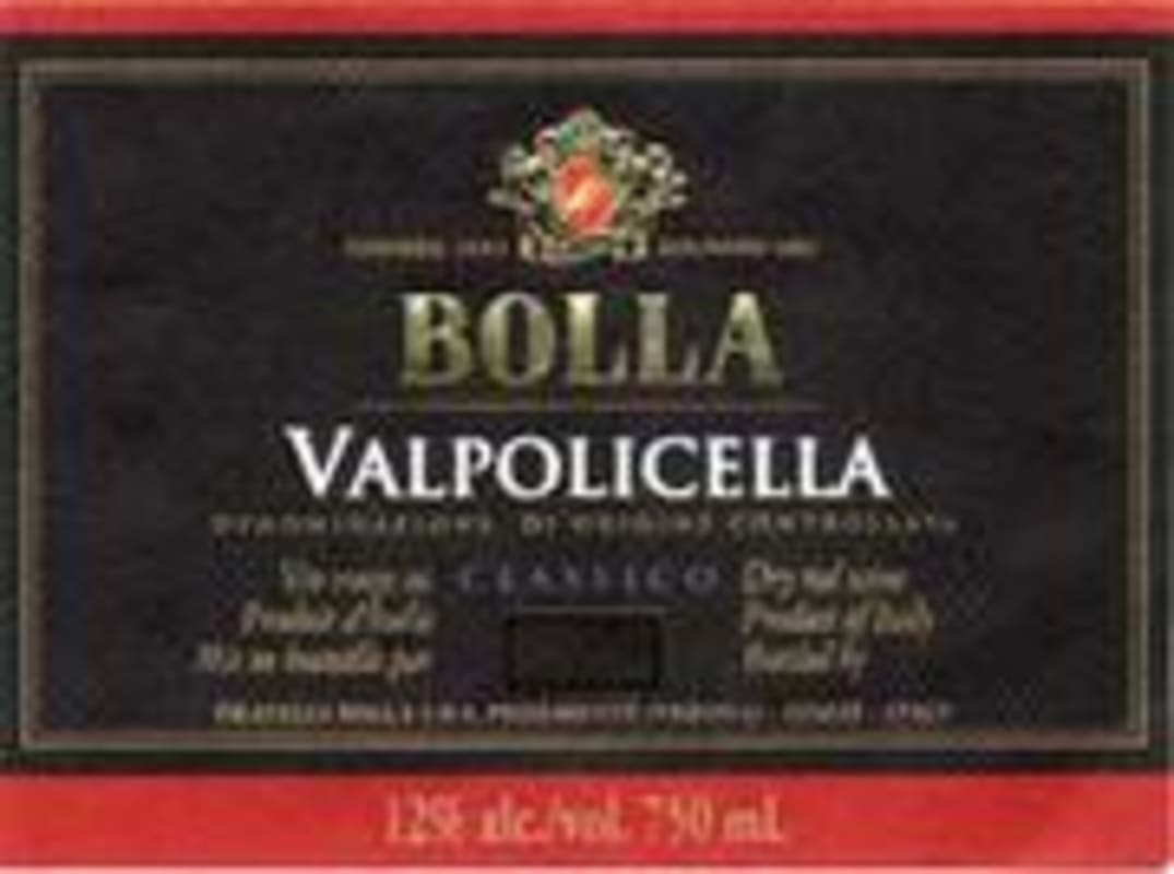 Bolla Valpolicella 1999 Front Label