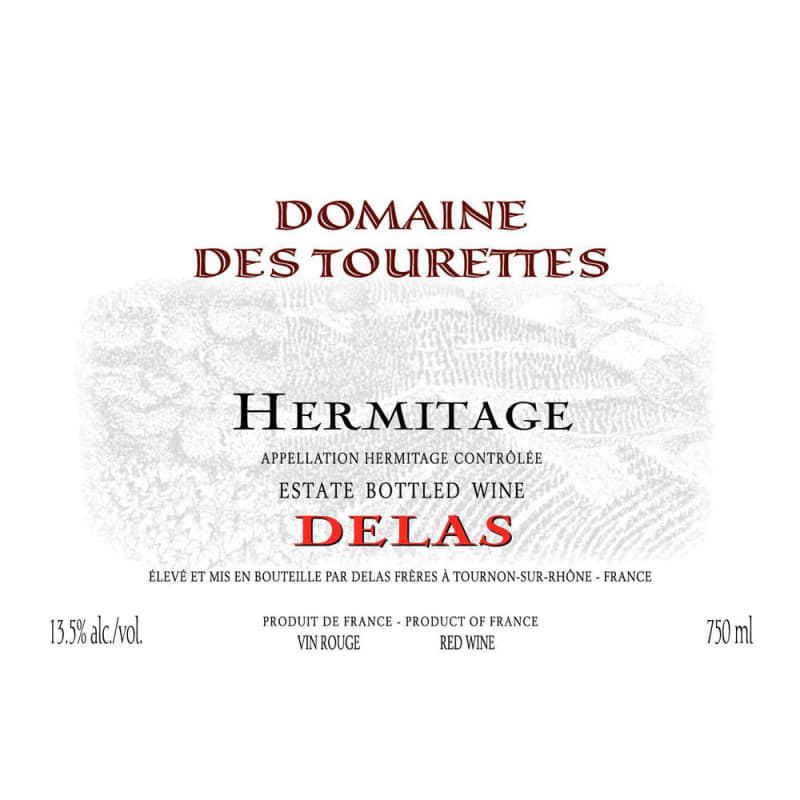 Delas Hermitage Domaine des Tourettes 2013 Front Label