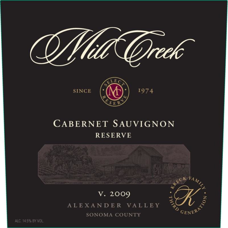 Mill Creek Reserve Cabernet Sauvignon 2009 Front Label