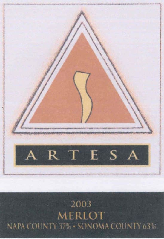 Artesa Merlot 2003 Front Label