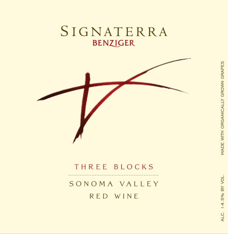 Benziger Signaterra Three Blocks 2010 Front Label