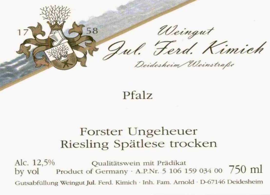 Kimich Forster Ungeheuer Riesling Spatlese Trocken 2015 Front Label