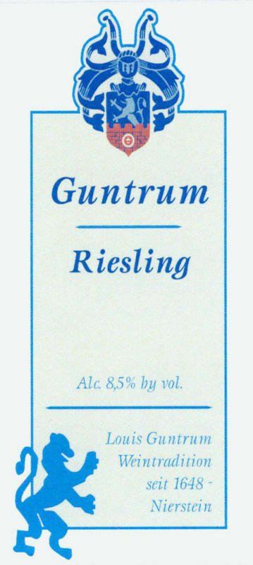 Louis Guntrum Riesling 2012 Front Label