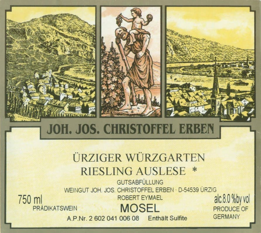 J.J. Christoffel Urziger Wurzgarten Riesling Auslese 2011 Front Label