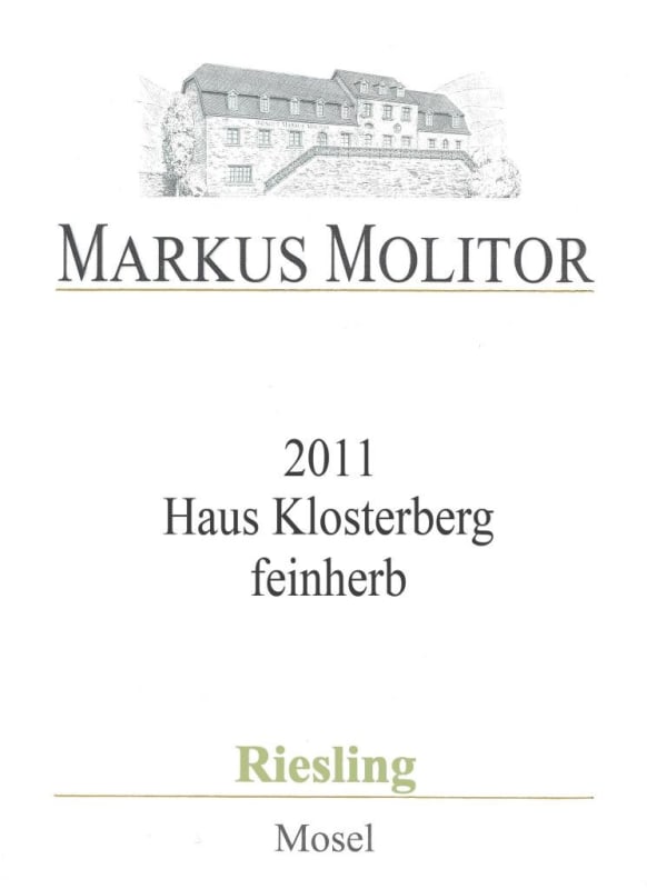 Markus Molitor Haus Klosterberg Riesling Feinherb 2011 Front Label