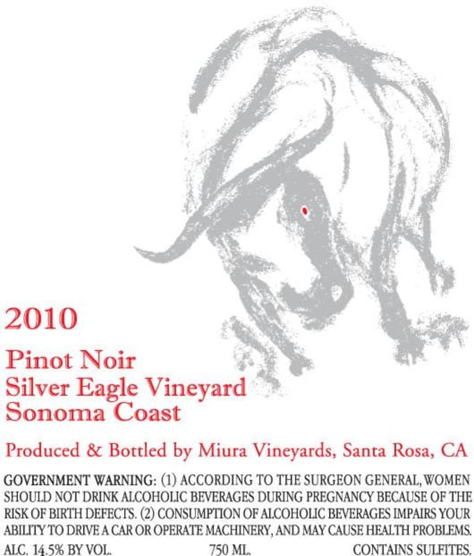 Miura Vineyards Silver Eagle Vineyard Pinot Noir 2010 Front Label