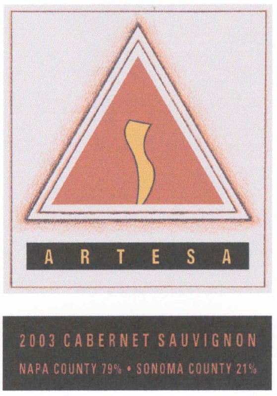 Artesa Napa County Sonoma County Cabernet Sauvignon 2003 Front Label