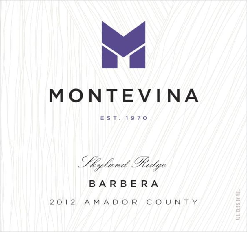 Montevina Skyland Ridge Barbera 2012 Front Label
